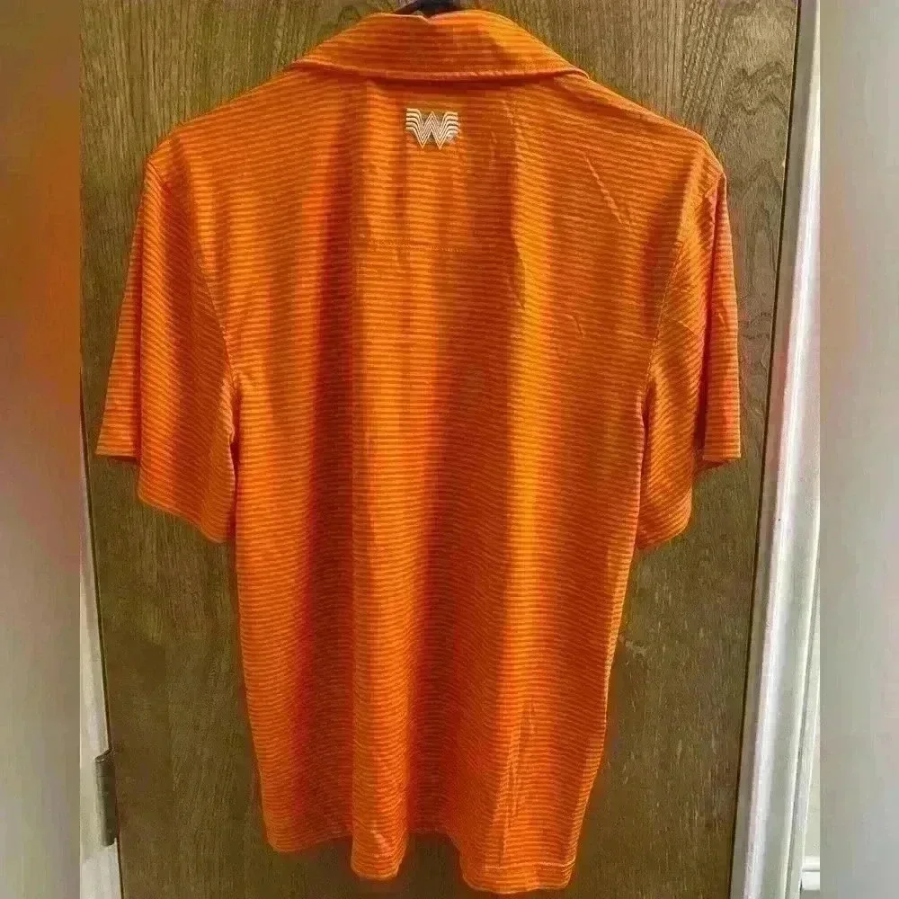 Whataburger Golf Polo for Men Size Small Orange Stripes Dry-fit type material